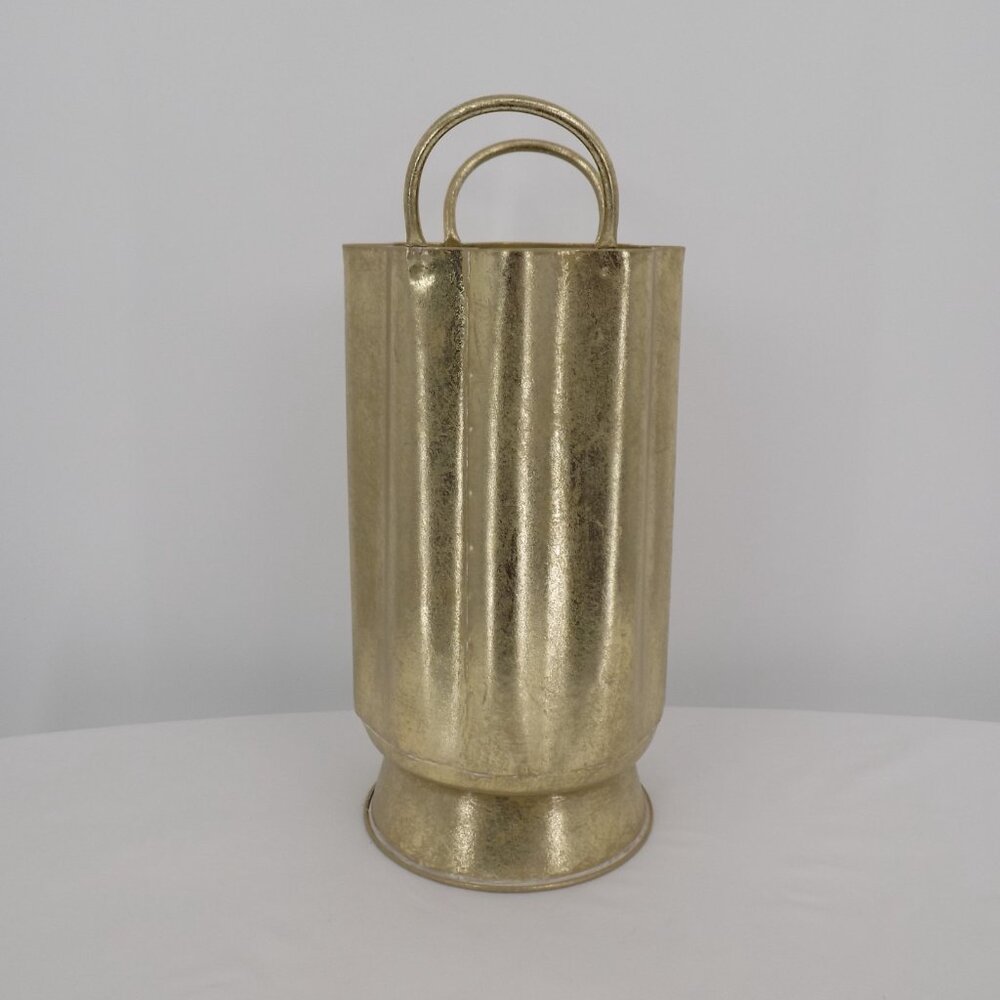 Ashland Gold Tone Tall Metal Flower Vase Handles Fall Autumn Blush Romance New - Picture 2 of 8